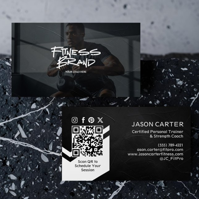 Modern Trendy Sporty Fitness Personal Trainer Business Card (Modern Trendy Sporty Fitness Personal Trainer Business Card)