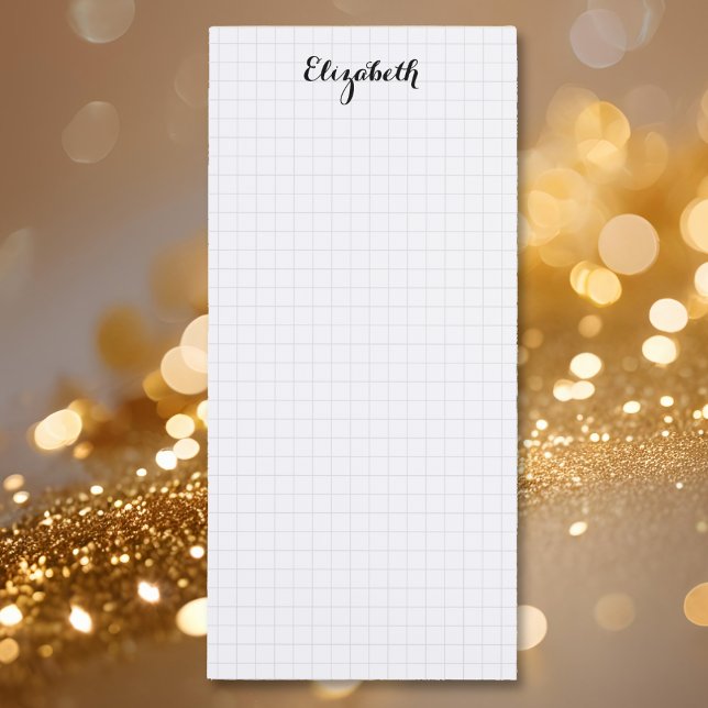 Modern Trendy Squares Lined Elegant Monogrammed Magnetic Notepad (Modern Trendy Squares Lined Elegant Monogrammed Magnetic Notepad)