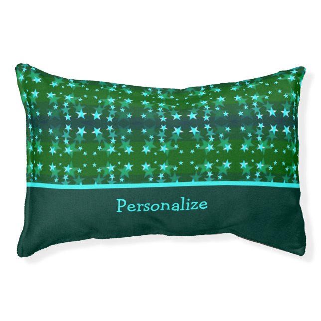 Modern & Trendy Star Pattern Blue & Green Cat Dog Pet Bed (Front)