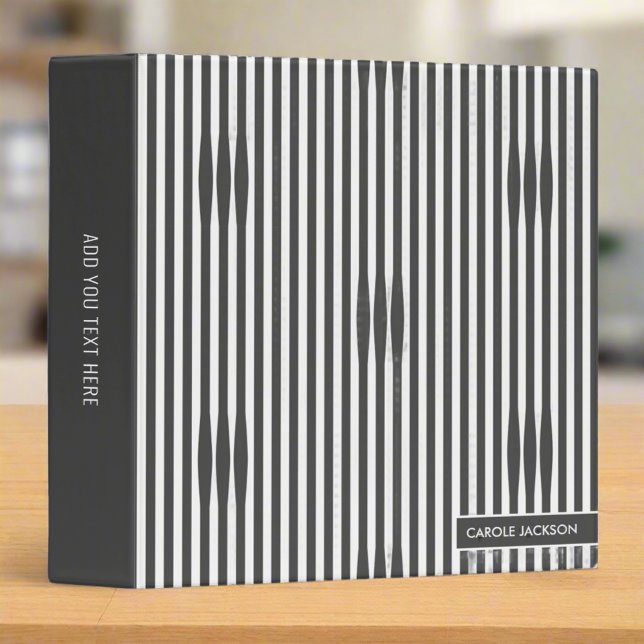 Modern Trendy Stripes Pattern Gray Organizer  3 Ring Binder (Creator Uploaded)