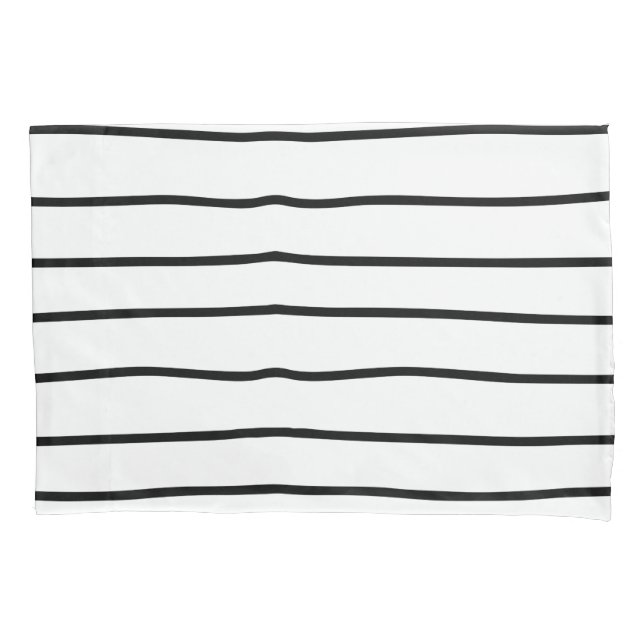 Modern trendy stripes pattern minimal black white pillow case (Front)