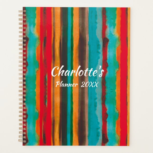 Modern Trendy Stripes Personalized  Planner (Front)