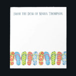 Modern Trendy Stylish Beach Summer Flip Flops  Notepad<br><div class="desc">this design features a flip-flops notepad sandals design. s simple stylish summer preppy,  a cute girly chic feminine,  with an elegant modern trendy style. a pretty feminine minimalist preppy colorful fun gift,  eith sea side slippers shoes,  a beach sand vacation,  a funny humor,  a summer spring gift idea.</div>