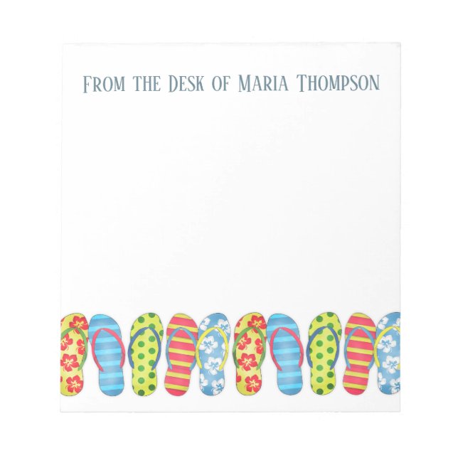 Modern Trendy Stylish Beach Summer Flip Flops  Notepad (Front)