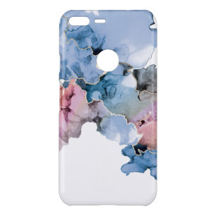 Modern Trendy Stylish Blue Pink Gold Paint splash Uncommon Google Pixel XL Case