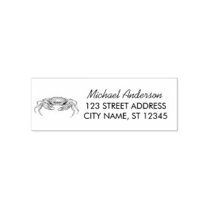 Modern Trendy Summer Crab Nautical Return Address Self-inking Stamp