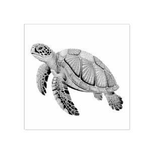 Modern Trendy Summer Sea Turtle Ocean Nautical Rubber Stamp