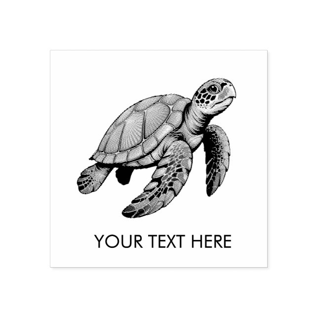 Modern Trendy Summer Sea Turtle Ocean Nautical     Rubber Stamp (Imprint)