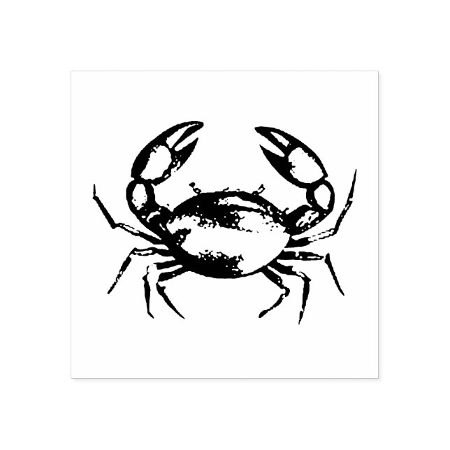 Modern Trendy Summer Trendy Seafood Crab Nautical Rubber Stamp (Imprint)