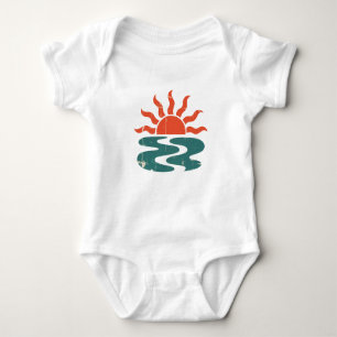 Modern Trendy Summer Tropical Beach Sunset Baby Bodysuit