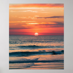 Modern Trendy Summer Tropical Beach Sunset Poster