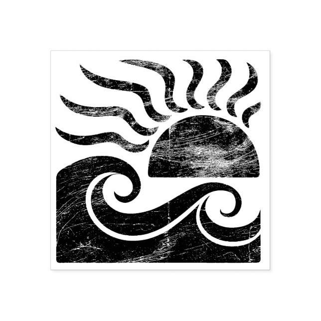 Modern Trendy Summer Tropical Beach Sunset         Rubber Stamp (Imprint)