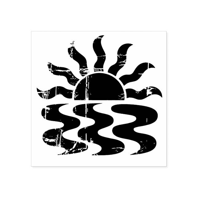 Modern Trendy Summer Tropical Beach Sunset         Rubber Stamp (Imprint)