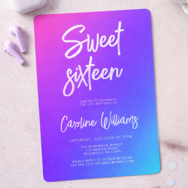 Modern Trendy Sweet 16 Invitation (Creator Uploaded)
