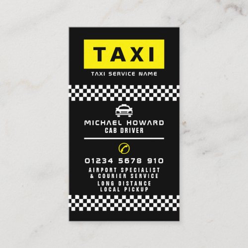 Modern &amp; Trendy Taxi Cab Driver Business Card