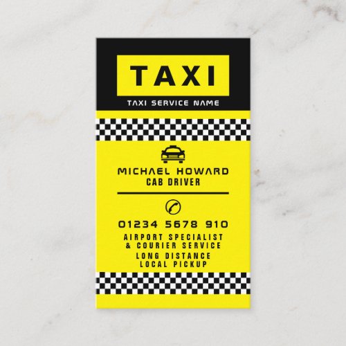 Modern  Trendy Taxi Cab Driver Business Card