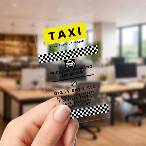 Modern & Trendy Taxi Cab Driver Clear Business Cards