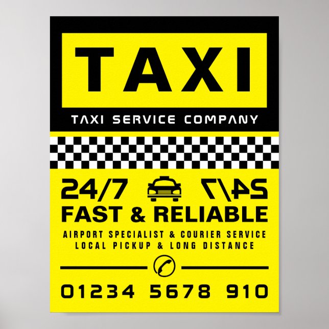 Modern & Trendy, Taxi Cab Firm Advertising Poster (Front)