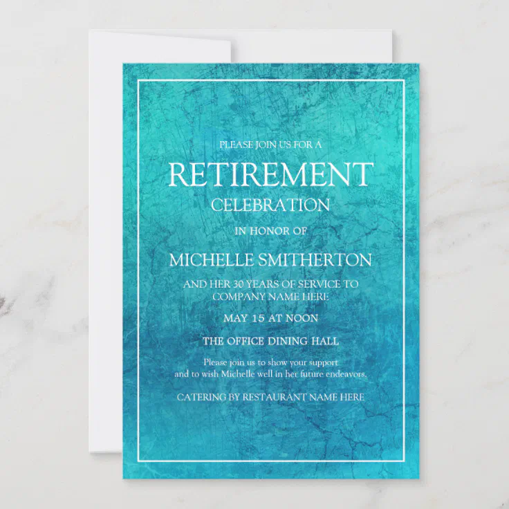 Modern Trendy Teal Turquoise Retirement Party Invitation | Zazzle