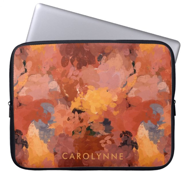 Modern Trendy Terracotta Rust Orange Brown Laptop Sleeve (Front)