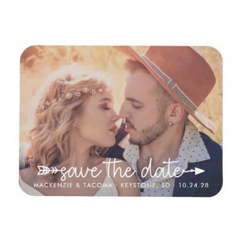 Modern Trendy Typography Photo Save the Date Magnet