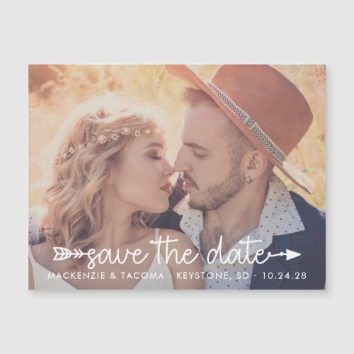 Modern Trendy Typography Photo Save the Date Magnetic Invitation