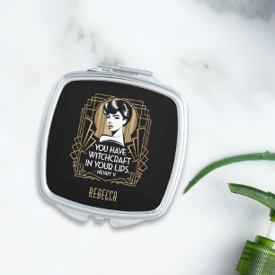 Modern Trendy Typography Quote Black Gold Compact Mirror