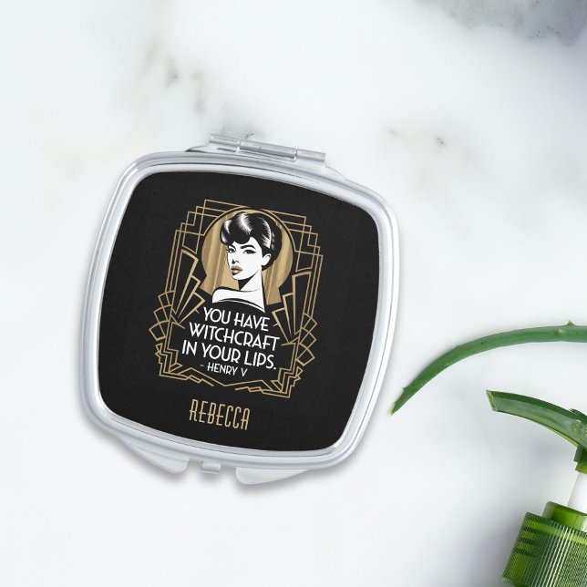 Modern Trendy Typography Quote Black Gold Compact Mirror (Creator Uploaded)