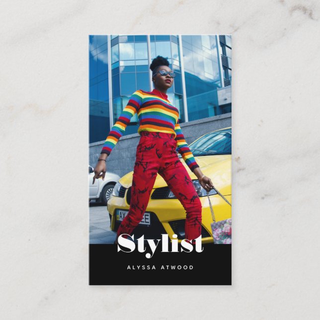 Modern Trendy Typography Stylist Fashion Business Card (Front)