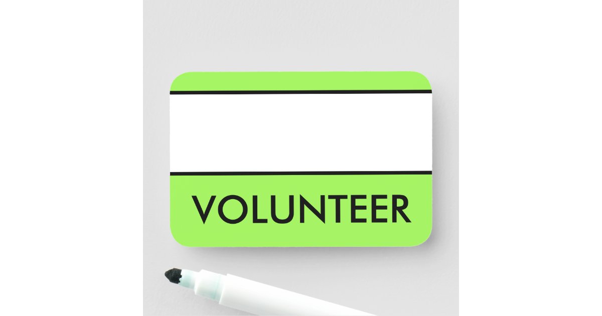 Modern, Trendy "VOLUNTEER" Name Tag Zazzle