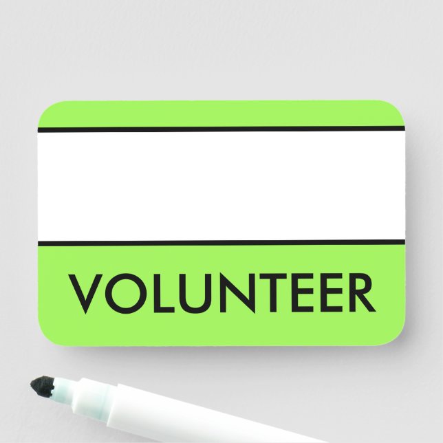 Modern, Trendy "VOLUNTEER" Name Tag (In Situ)