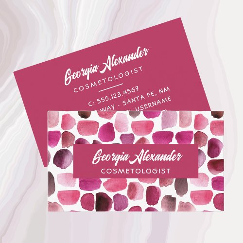 Modern Trendy Watercolor Abstract Cosmetologist Business Card