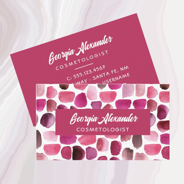 Modern Trendy Watercolor Abstract Cosmetologist Business Card (Creator Uploaded)