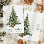 Modern Trendy Watercolor Christmas Tree Holiday Card<br><div class="desc">Modern Trendy Watercolor Christmas Tree Holiday Card</div>