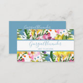Modern Trendy Watercolor Floral Art Teacher Business Card (Front/Back)