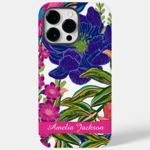 Modern trendy watercolor floral pink Case-Mate iPhone 14 pro max case