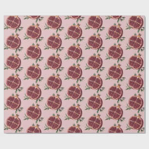 Modern Trendy Watercolor Fruit Pomegranate Wrapping Paper