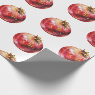 Modern Trendy Watercolor Fruit Pomegranate Wrapping Paper
