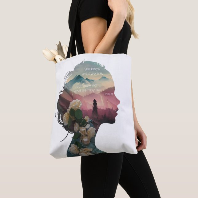 Modern Trendy Watercolor Inspirational Quote Tote Bag (Close Up)
