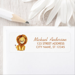 Modern Trendy Watercolor King Lion Return Address Label