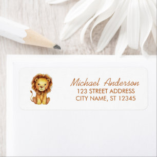 Modern Trendy Watercolor King Lion Return Address Label