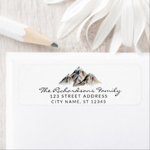 Modern Trendy Watercolor Mountains Address Label