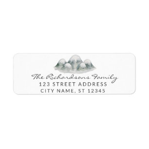 Modern Trendy Watercolor Mountains Label