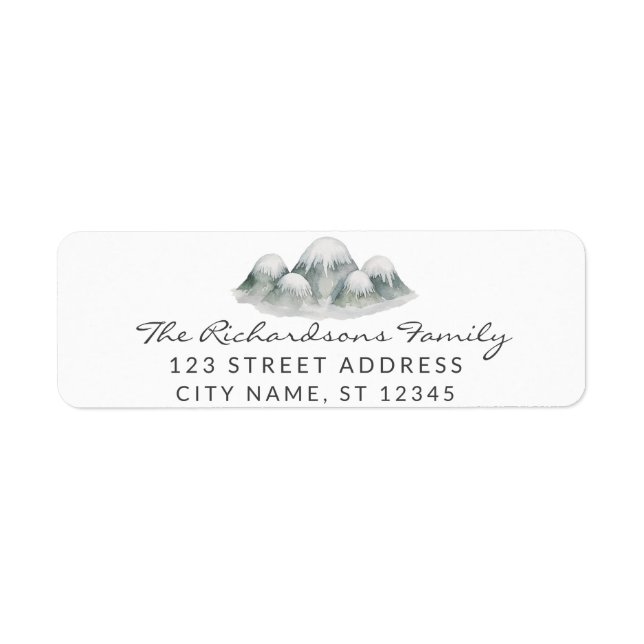 Modern Trendy Watercolor Mountains  Label (Front)