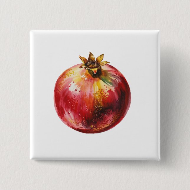 Modern Trendy Watercolor Pomegranate  Button (Front)