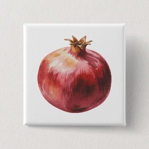 Modern Trendy Watercolor Pomegranate  Button