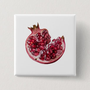 Modern Trendy Watercolor Pomegranate  Button