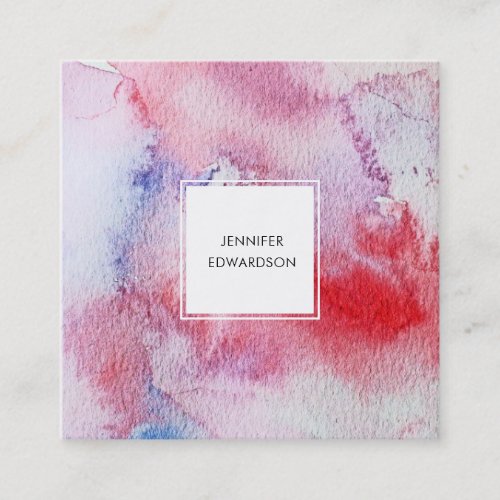 Modern trendy watercolor splash professional square business card