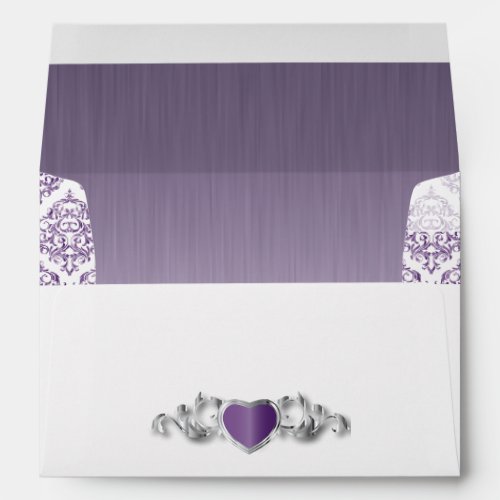 Modern Trendy Wedding in a Amethyst Purple Damask Envelope