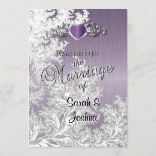 Modern Trendy Wedding in a Amethyst Purple Damask Invitation